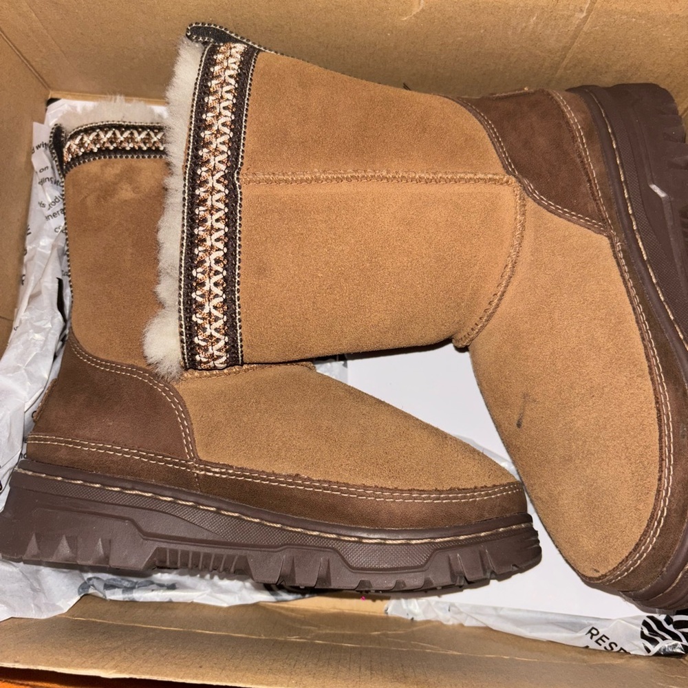 Brown Suede Winter Boots